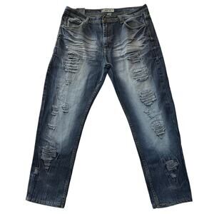 GS115 Jeans Mens 38x30 Blue Denim Williamsburg Slim Fit Distressed Grunge Preppy